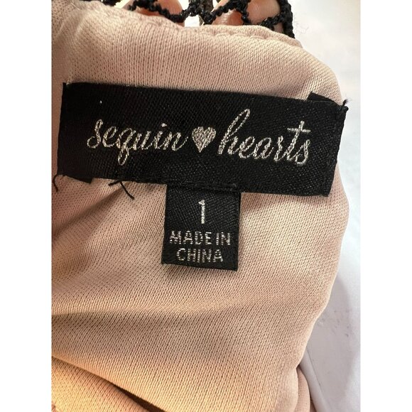 Sequin Hearts Women's Crop Lace Tank Top Summer Size 1 Black Back Zip Sleeveless - Picture 4 of 8